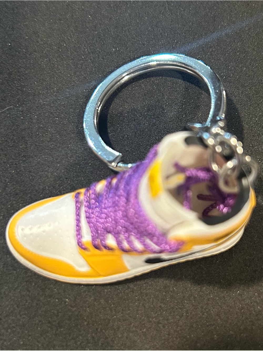 Kids Yellow & Purple Sneaker Keychain - Mini Shoe Accessory